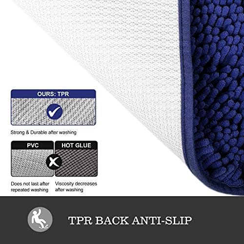 Yeaban Chenille Royal Blue Bathroom Runner Rug 24"x72" - Image 3