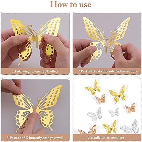 SAOROPEB 3D Butterfly Wall Decor, Removable Metallic Wall Decor Sticker Room - Image 6