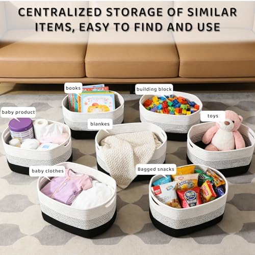 4 Pack Storage Baskets for Organizing, and Clothes, Cotton Rope Basket for - Image 6