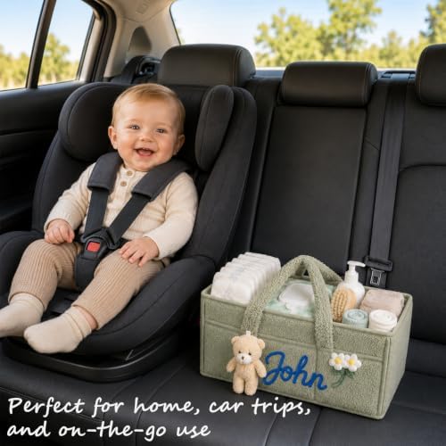 Personalized Baby Diaper Caddy Organizer Custom Baby Storage Basket - Image 3