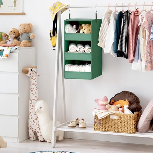 GRANNY SAYS 3-Shelf Hanging Closet Organizer, Foldable Storage, Dark Green - Image 2