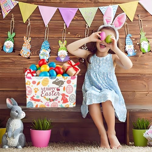 Easter Basket for Kid Large Empty Rectangular Cute Easter Gift Storage Basket - Image 5
