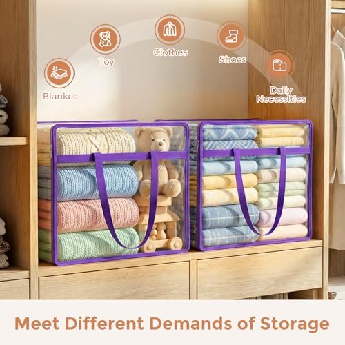 2 Pack Clear Storage Bags for Clothes, 45L Closet Organizers and Storage - Image 4