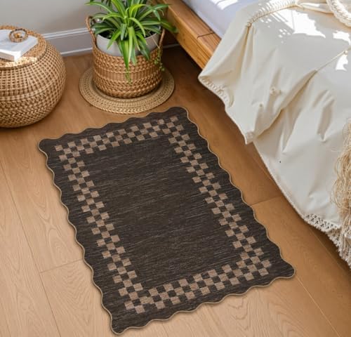 GarveeHome Small Area Rug 2x3 Solid Color Washable Scalloped Kitchen Rugs by GarveeHome