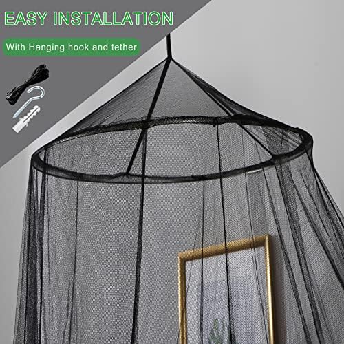 Mosquito Net Bed Canopy for Girls Black Bed Curtains Tent Twin Queen Size - Image 5
