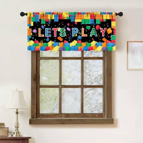 Building Blocks Window Valance, Colorful Funny Block Building Constructor Brick - Image 2