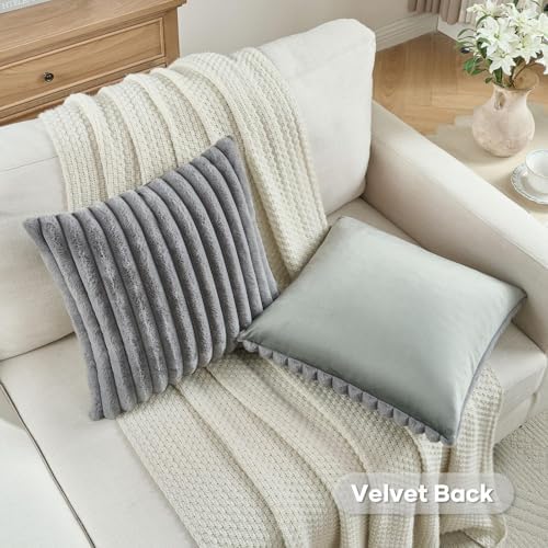 FUTEI Pack of 2 Faux Fur Throw Pillow Covers 28x28 Inch - Image 4