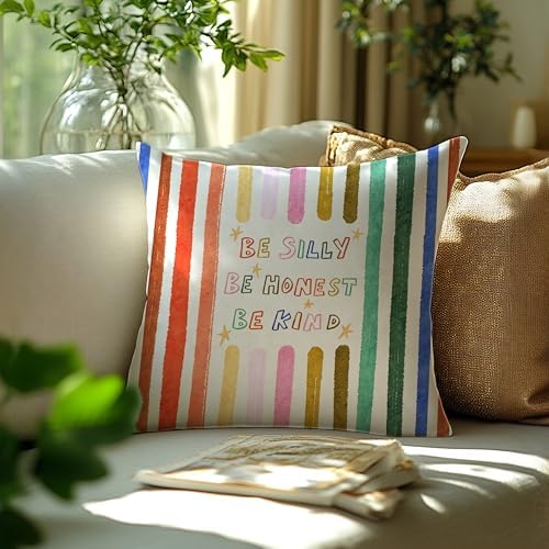 Be Silly Be Honest Be Kind Colorful Pillow Cover 20x12, Boho Playroom - Image 3