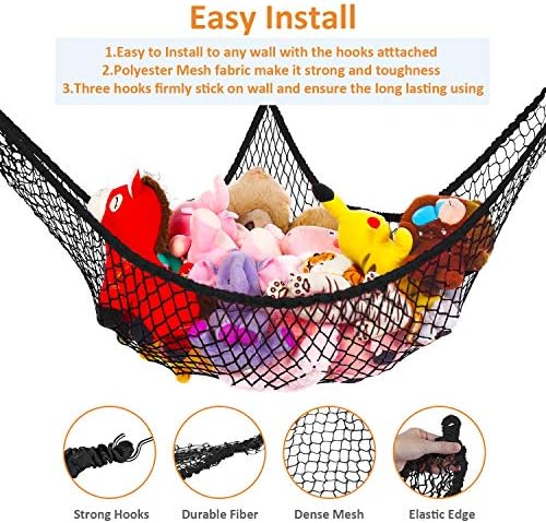 Stuffed Animal Hammock, Jumbo Toy Storage Net 83" Wall Sling Corner Extra Large - Image 2