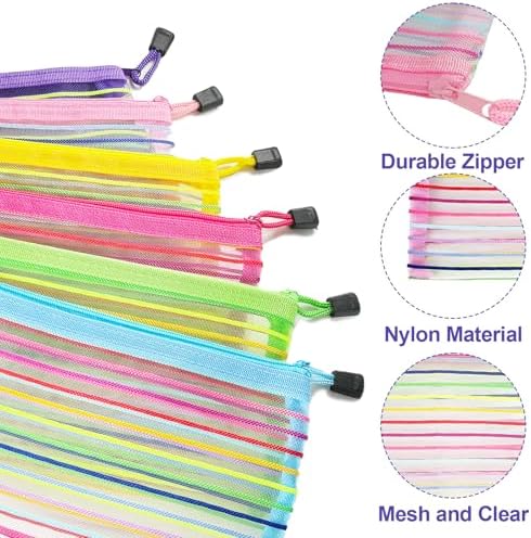 Mesh Bags with Zipper, Small Nylon Makeup Bag Cosmetic Pouches Travel Organizer - Image 2