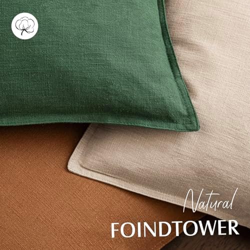 Foindtower Linen Solid Decorative Throw Pillow Covers 24x24 Inch Pine Green - Image 4
