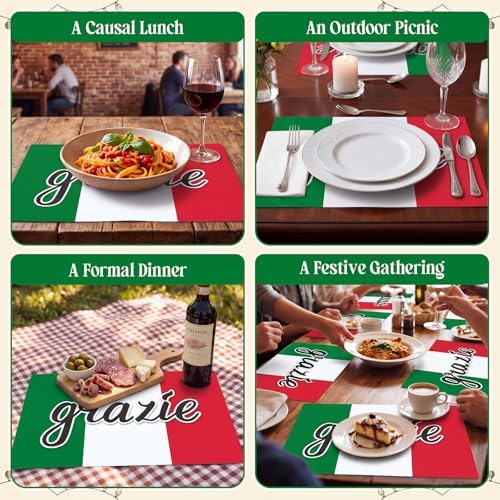 Eaasty 100 Pcs Italian Placemats Grazie Disposable Place Mat Red White and - Image 3