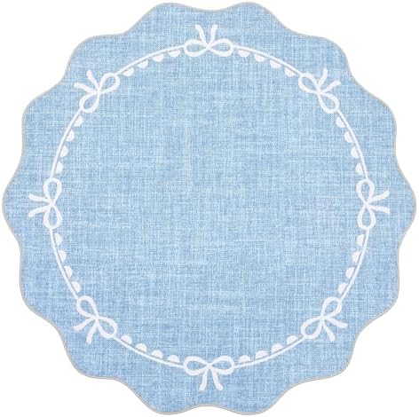 GarveeHome 4ft Round Rugs Washable Scalloped Bow Rug - Image 4