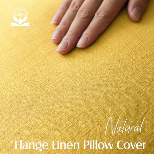 Foindtower Linen Solid Decorative Throw Pillow Covers 20x20 Ginger Yellow - Image 2