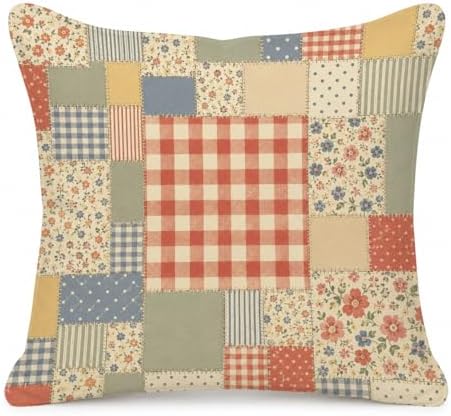 French Country Floral Patchwork Throw Pillow Cover 18x18 by Unknown