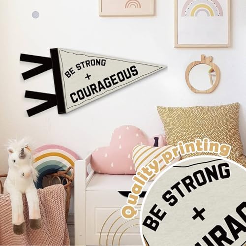 Boys Room Decor, Be Strong and Courageous Felt Banners Flags - Image 6