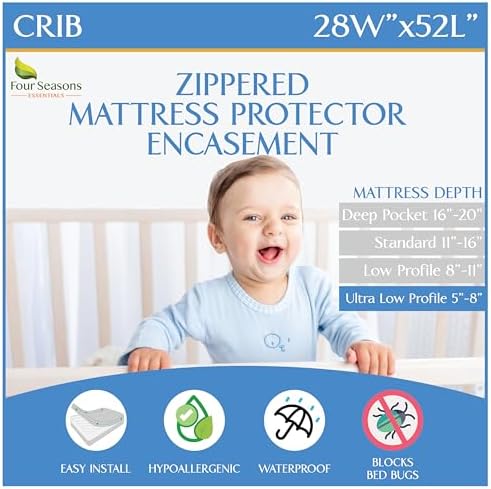 Crib Mattress Protector Waterproof by FourSeasonsEssentials