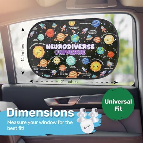 GENANY Neurodiversity Car Side Window Sun Shades 2 Piece 21 x 14 Inch - Image 6