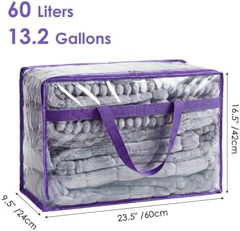 Blanket Storage Bags 4 Pack 60L Clothes Comforter Bedding Container Purple - Image 2