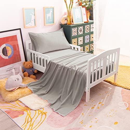 NTBAY Toddler Microfiber Bedding Set, 4 Piece, Smoke Grey - Image 6