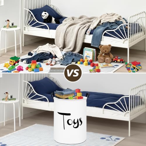 QUEENLALA Foldable Waterproof Round Fabric Laundry Basket Home - Image 3