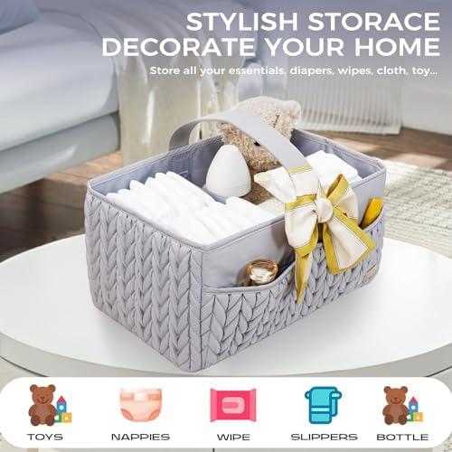 Luxurious Baby Diaper Caddy, Nursery Storage Basket - Image 6