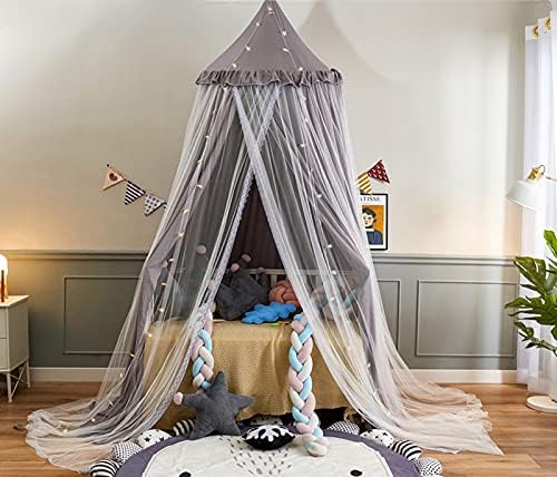 VETHIN Bed Canopy Double Layer Princess Round Dome Dreamy Mosquito Net Bedding - Image 5