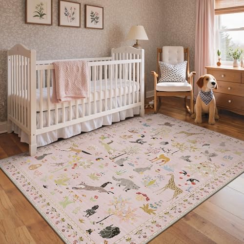 BESBLEE 4X6 Area Rug for Bedroom, Washable Animal Non Slip by BESBLEE