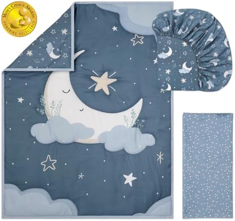 The Peanutshell 3 Piece Celestial Serenity Baby Crib Bedding Set Boy Nursery - Image 2