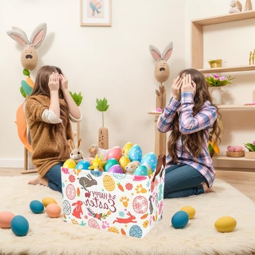 Easter Basket for Kid Large Empty Rectangular Cute Easter Gift Storage Basket - Image 3