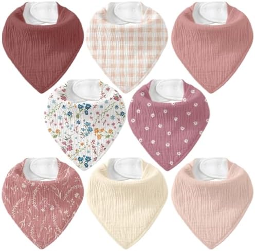 8 Pack Muslin Baby Bandana Bibs by CivaruaKids