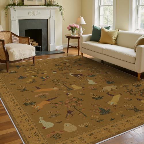BESBLEE 9X12 Area Rug for Living Room, Animal Washable Non Slip by BESBLEE