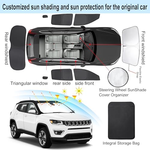 TINGLU Window Shades for Jeep Compass 2017-2024 Accessorie Car Side Full - Image 3