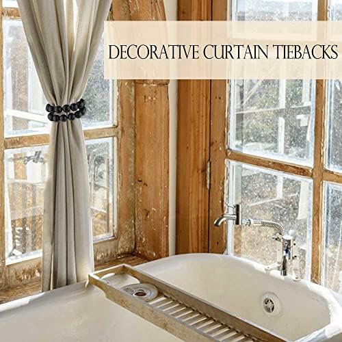 Magnetic Curtain Tiebacks 4 Pieces: Strong Magnets Closure, Boho Curtain - Image 4