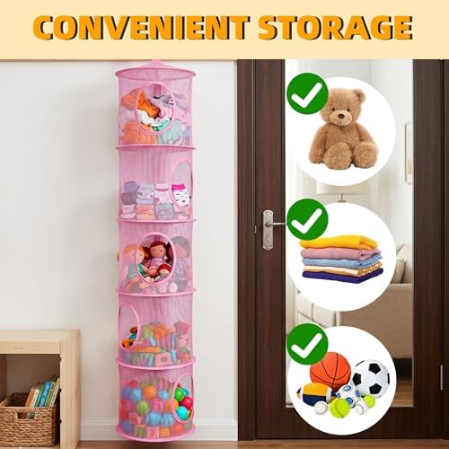 Hanging Stuffed Animal Storage Hammock Net 5 Tiers - Image 6