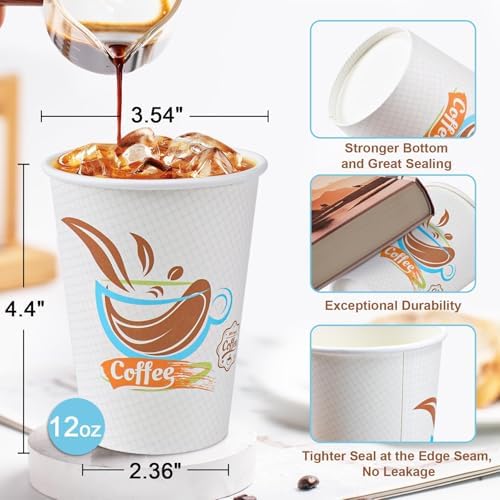 Lamosi 180 Pack 12 oz Coffee Cups, Disposable Paper Cups No Lids - Image 2
