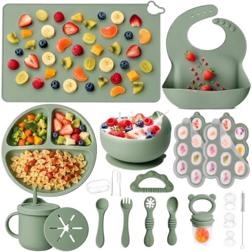 19 Pcs Silicone Baby Feeding Set Eating Essentials by JVEOOBabyProducts-SaferHigherStandardsBetterService