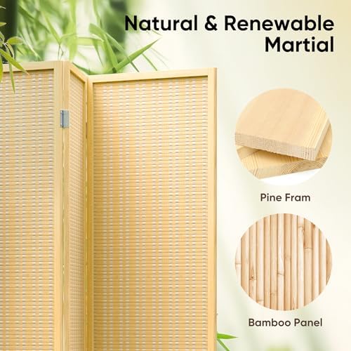JOSTYLE Bamboo Room Divider, 6-Panel Folding Privacy Screen, 6 ft. Tall - Image 3