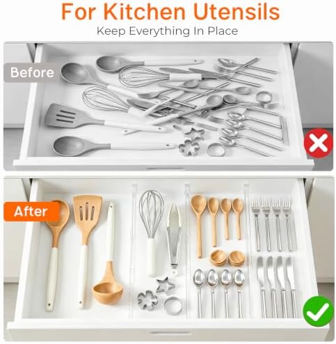 8 Pack 2.36" High Shallow Drawer Dividers, 12.5"-21.3" Expandable - Image 3