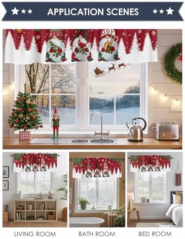 Christmas Gnomes Valance Kitchen Curtains - Image 6