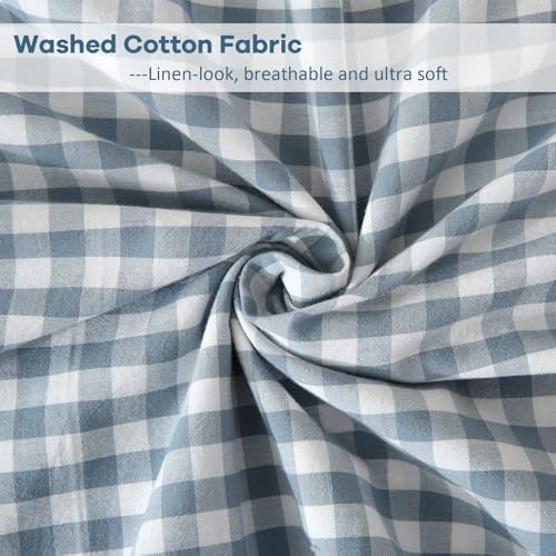 Dust Blue White Gingham Ruffle Body Pillow Cover 20"x54" - Image 6