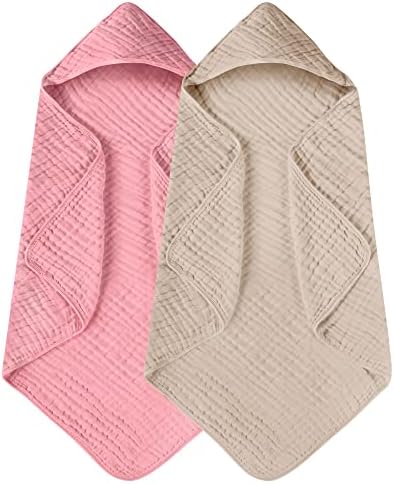 Yoofoss Hooded Baby Bath Towels 2 Pack 100% Muslin Organic Cotton by YOOFOSS