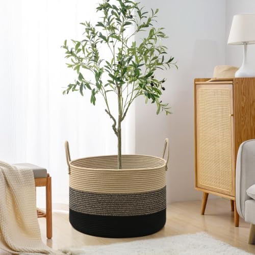 67L Large Woven Blanket Basket, Cotton Rope Baby Laundry Hamper - Image 5