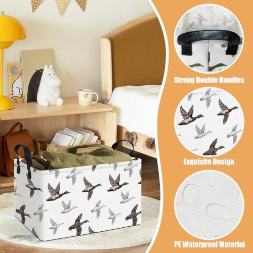 Rectangular Storage Basket Nursery Toy Organizer Mallard Duck - Image 3