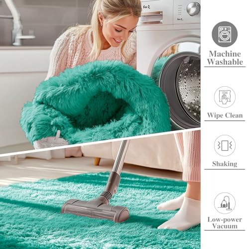 OLANLY 2x3 Machine Washable Small Bedside Rug, Soft Fluffy Shaggy Entryway - Image 2