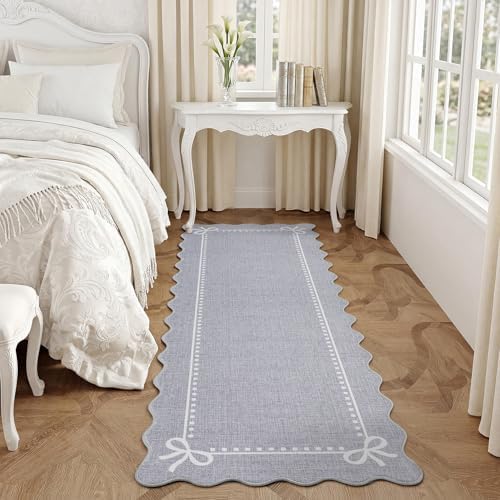 Garvee Scalloped Bow Runner Rug 2x6 Washable Kitchen Runner Rug Non-Slip - Image 3