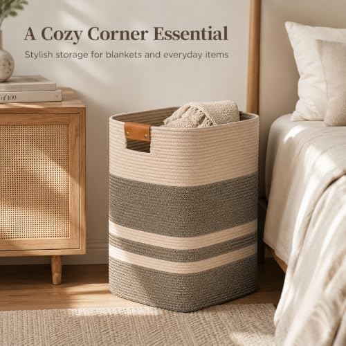 Laundry Hamper, Cotton Rope Laundry Basket - Image 5