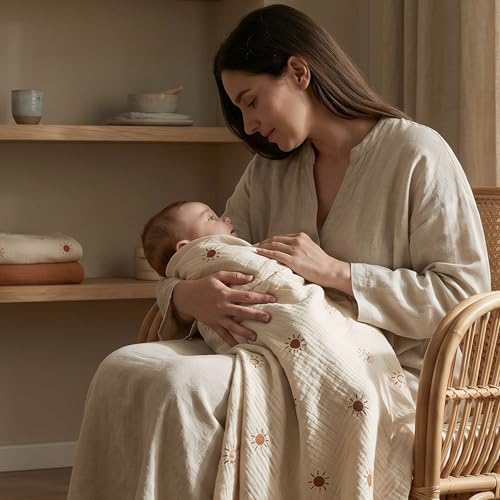 Muslin Swaddle Blankets for Newborn, 3 Pack Breathable Soft Receiving Blanket - Image 3