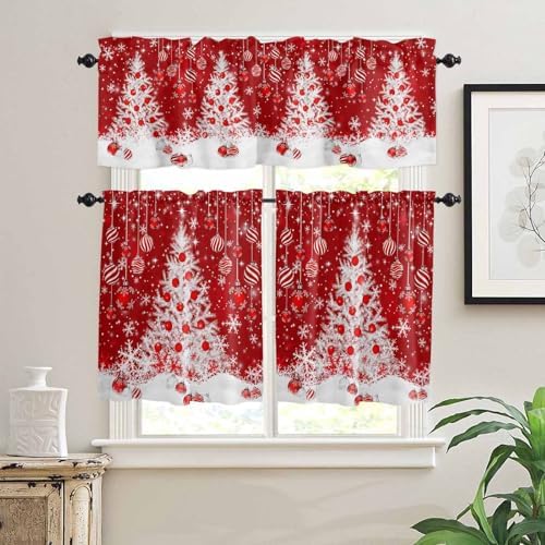 Red Christmas Kitchen Curtains and Valances Set - Image 3
