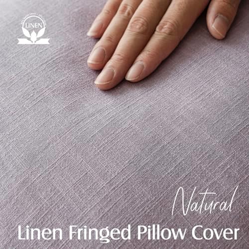 Foindtower Decorative Linen Fringe Throw Pillow Covers 18×18 Light Purple - Image 2